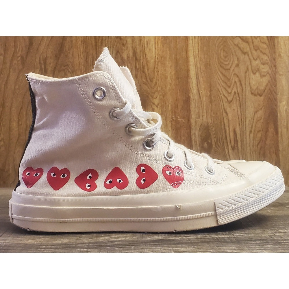 Converse Comme Des Garçons Play X Chuck 70 Hi Sneakers Women's 8 Men's 6 White